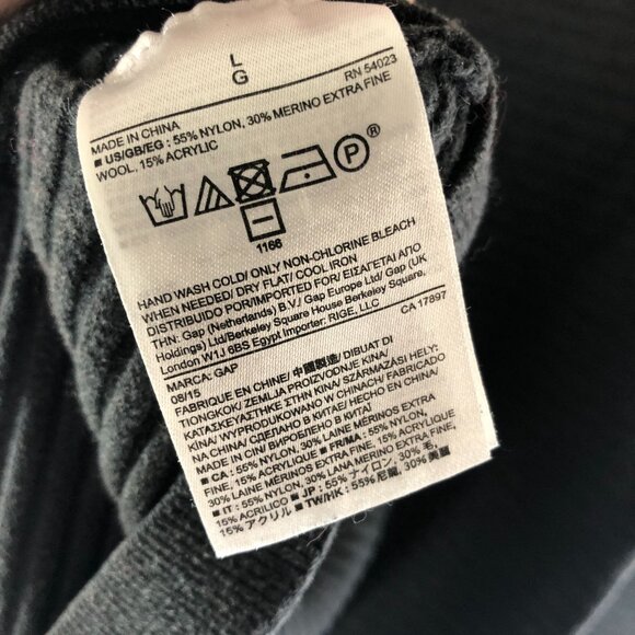 Gap Womens Ribbed Gray Sweater L Merino Wool Blend Tunic Long-Sleeve Pullover - Picture 4 of 4